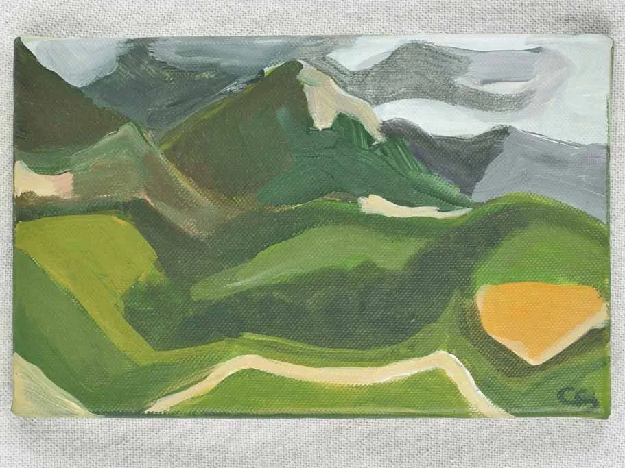 Contemporary Miniature landscape w/ Mont Ventoux - Caroline Beauzon 5½" x 8¾"