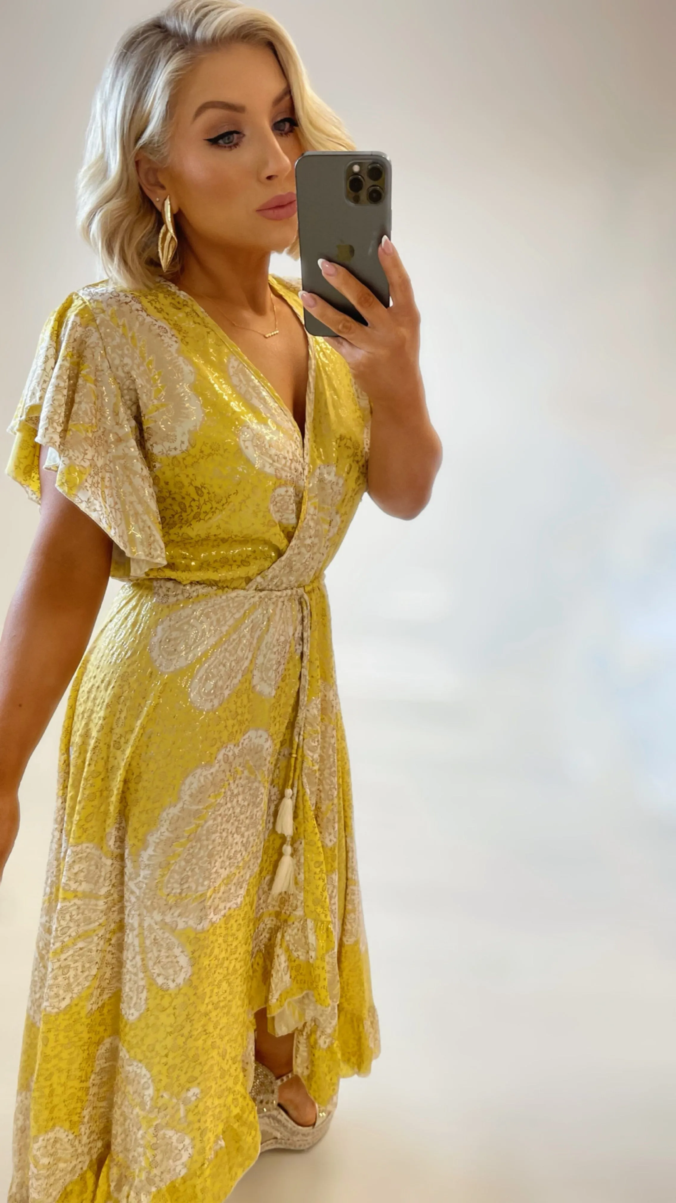 CRETE WATERFALL DRESS - YELLOW