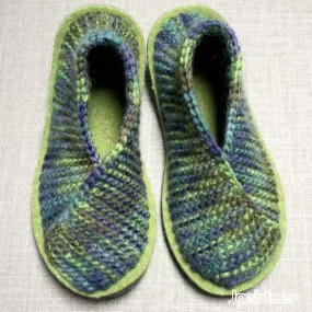 Crossover Knitted Slipper kit - Turquoise or Forest Mix