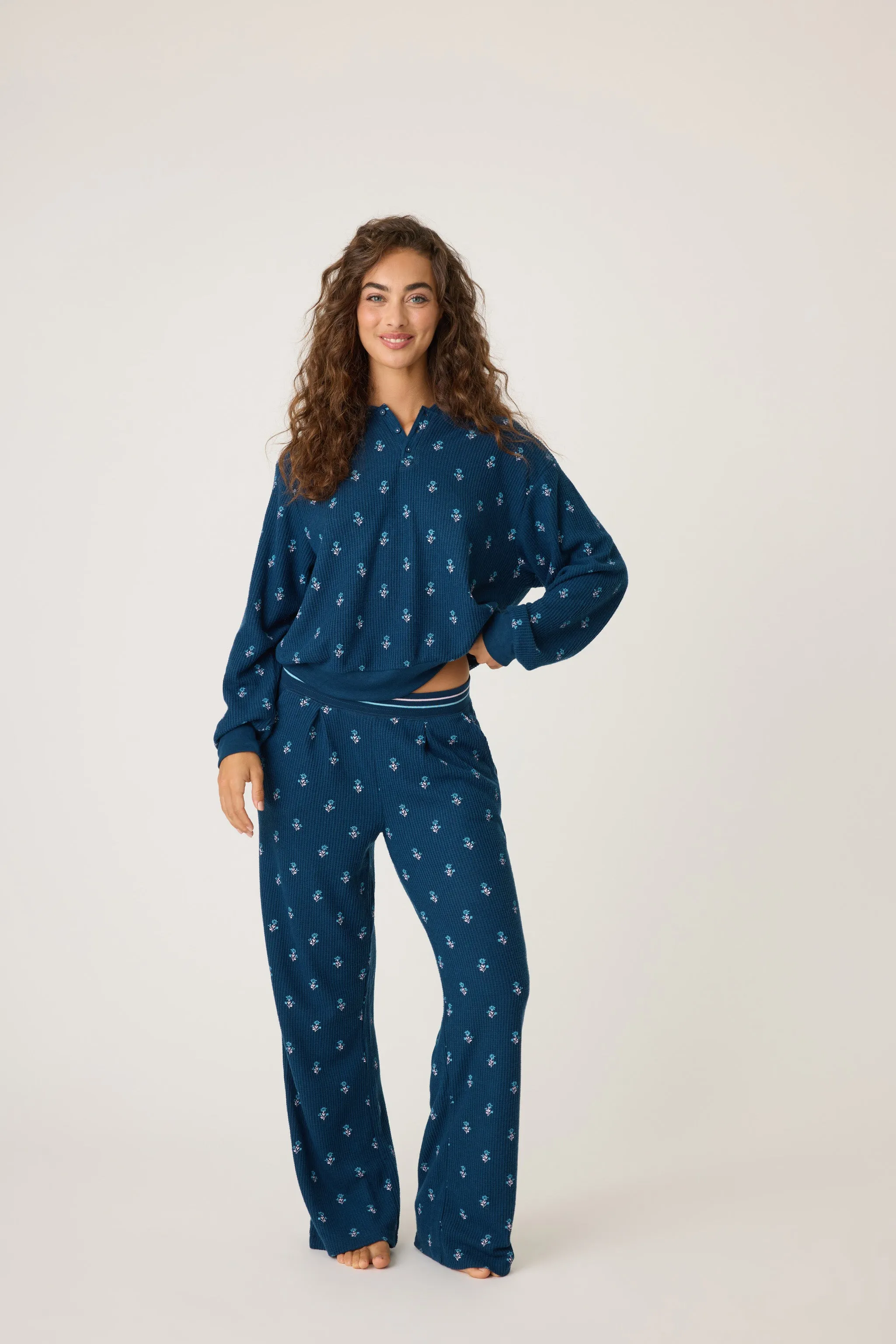 Dainty Floral Waffle Thermal Lounge Set