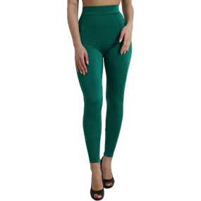 Dolce & Gabbana Green High Waist Designer Leggings