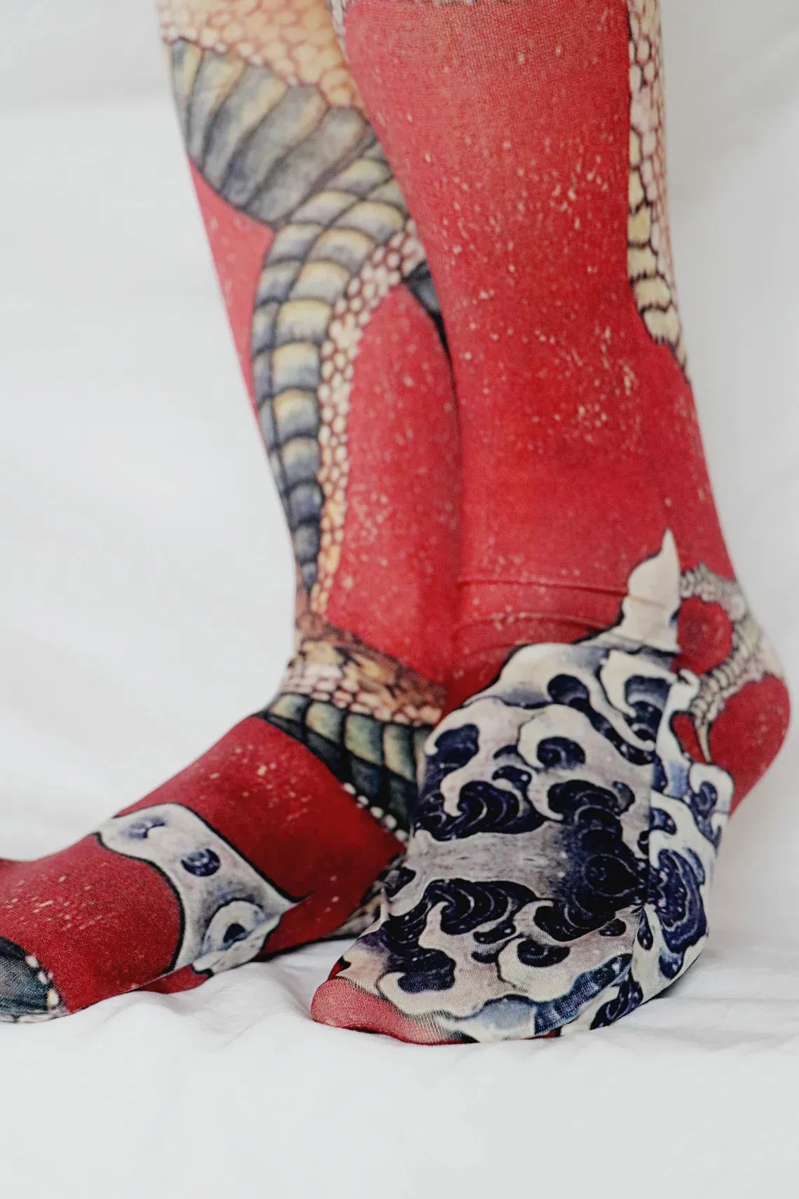 Dragon By Katsushika Hokusai Printed Art Tights