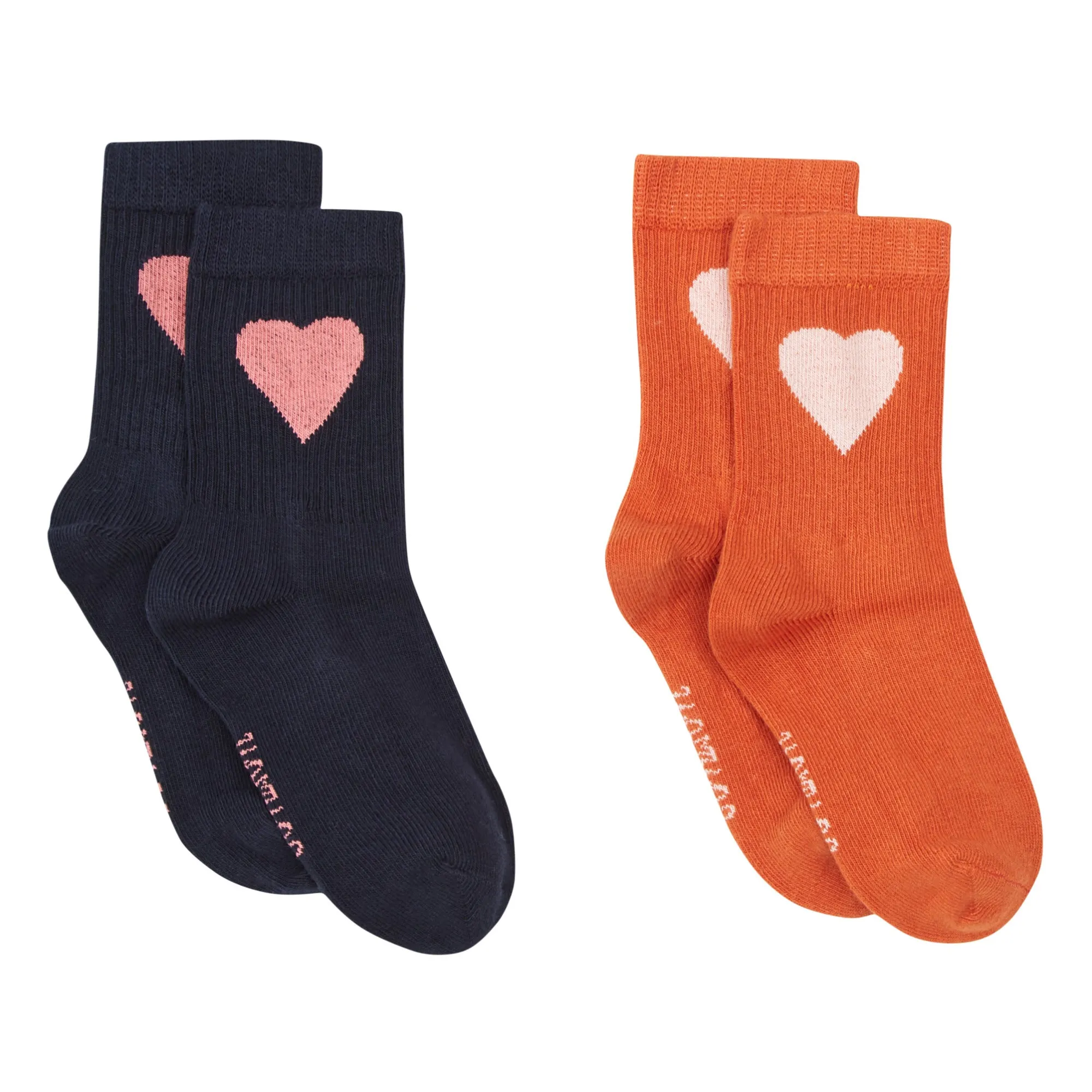 Duo Heart Socks in Navy Bonton