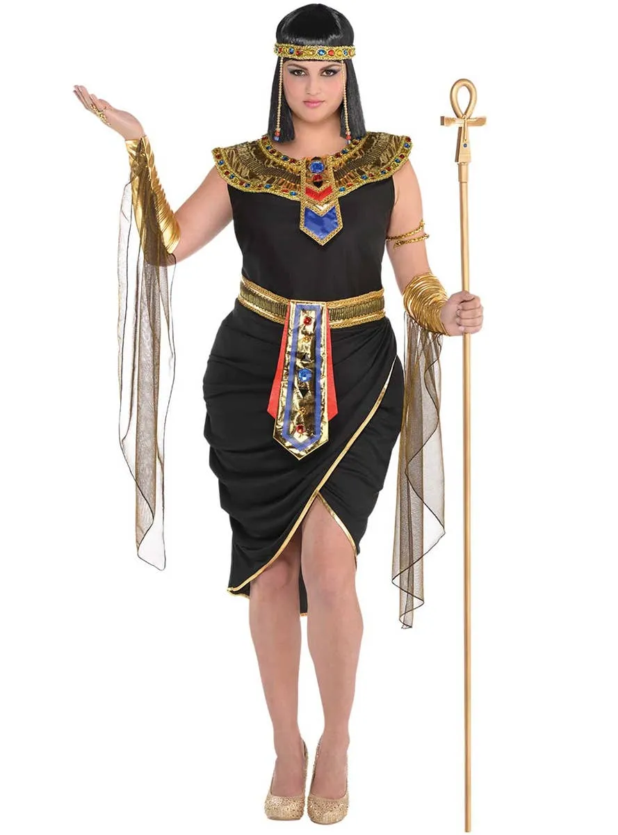 Egyptian Queen Black and Gold Cleopatra Womens Plus Size Costume