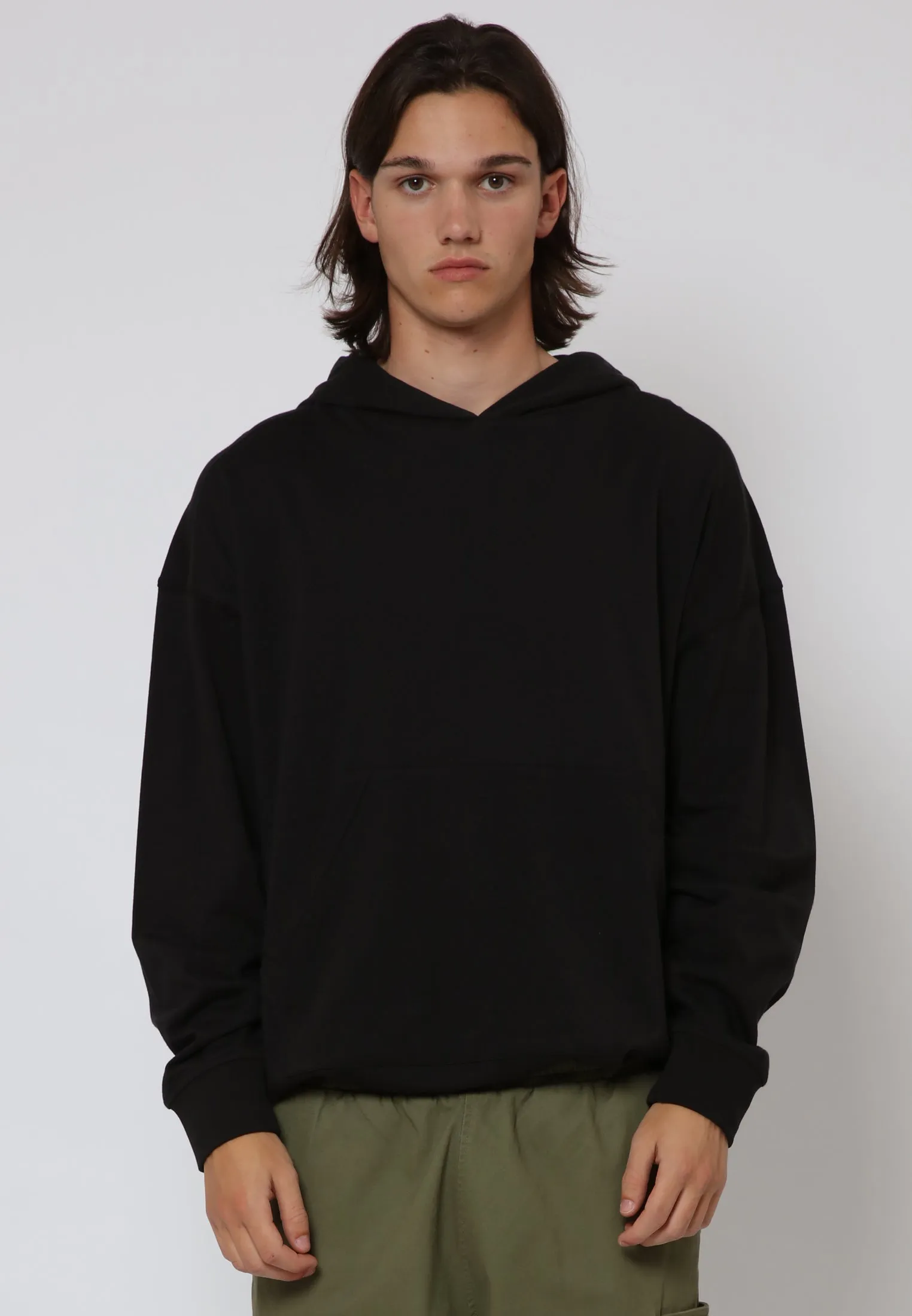 EMBROIDERED RELAXED HOODIE BLACK