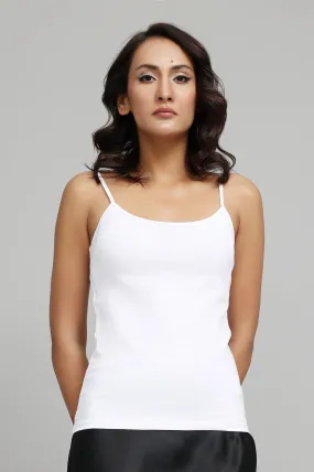 ESSENTIAL SPEGHETTI STRAP CAMI-WHITE