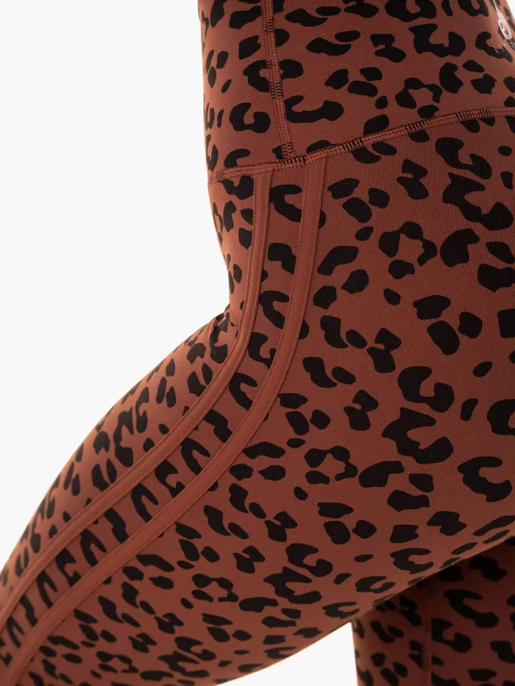 EVOLUTION HIGH WAISTED SCRUNCH LEGGINGS CHOCOLATE LEOPARD