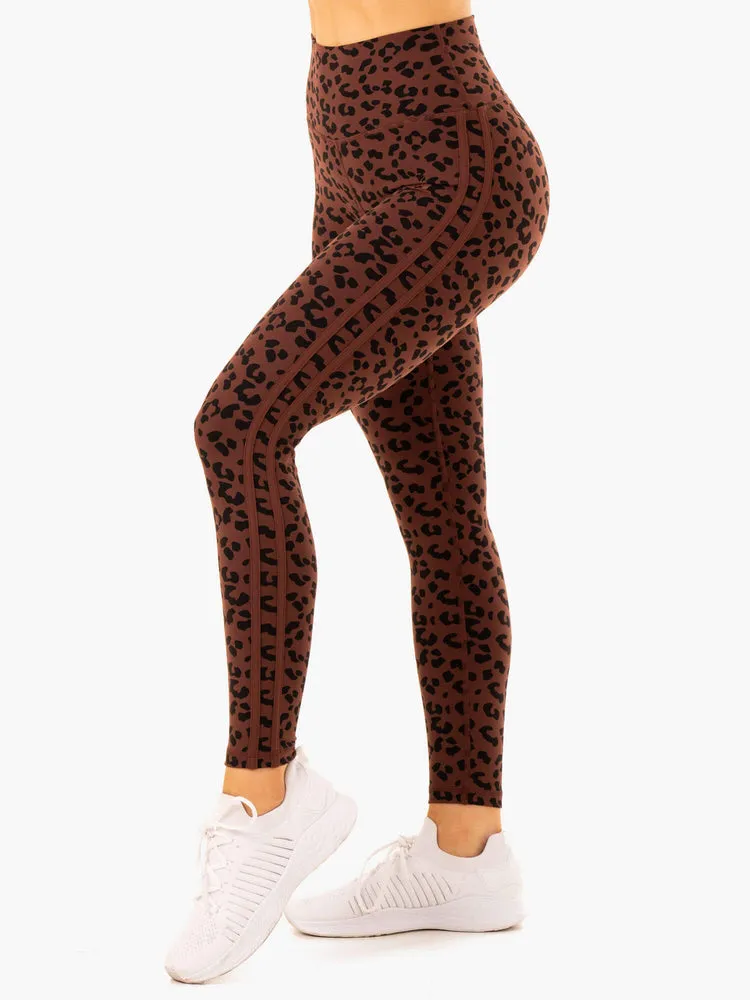 EVOLUTION HIGH WAISTED SCRUNCH LEGGINGS CHOCOLATE LEOPARD