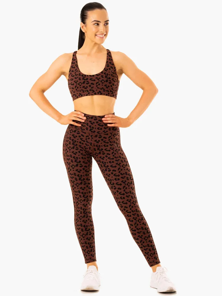 EVOLUTION HIGH WAISTED SCRUNCH LEGGINGS CHOCOLATE LEOPARD