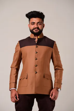 Exclusive Almond Brown Dual Color Jodhpuri Bandhgala Blazer With Breeches | Perfect for Party wear, Festive wear|