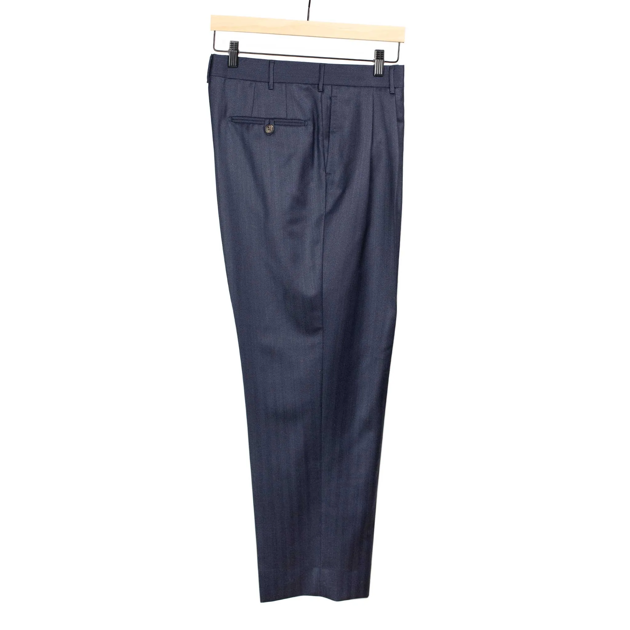 Exclusive Brooklyn double-pleated high-rise wide trousers in navy wool Solaro