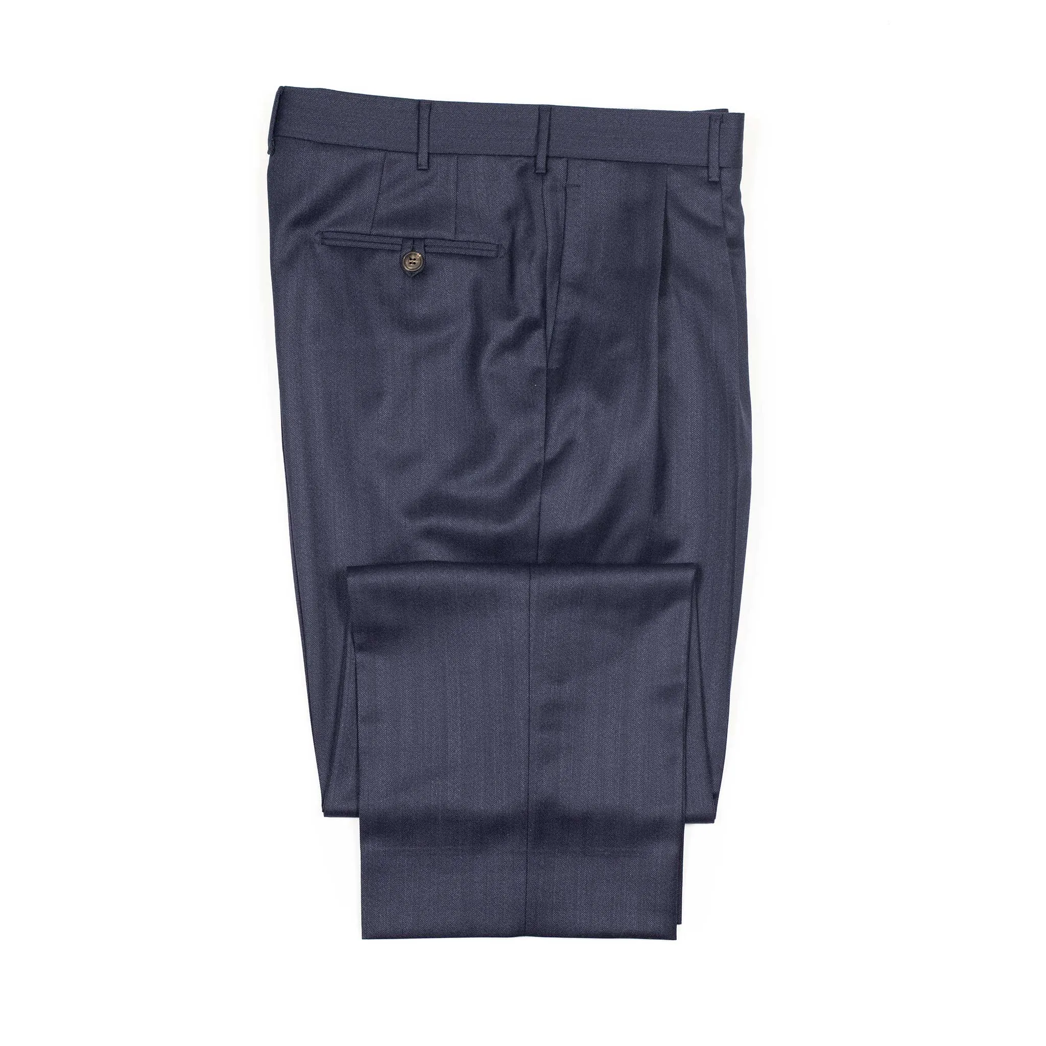 Exclusive Brooklyn double-pleated high-rise wide trousers in navy wool Solaro