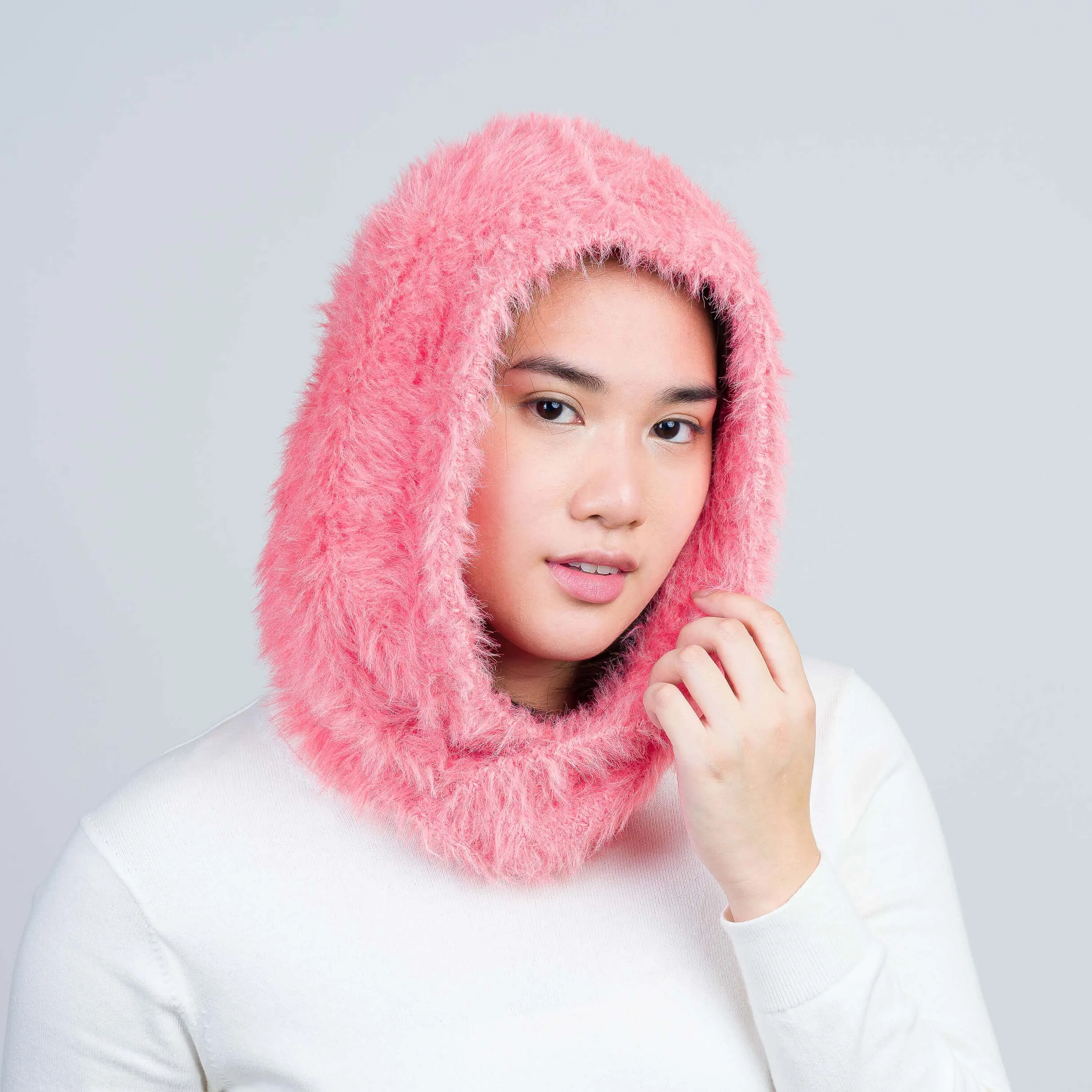 Faux Fur Knit Hood