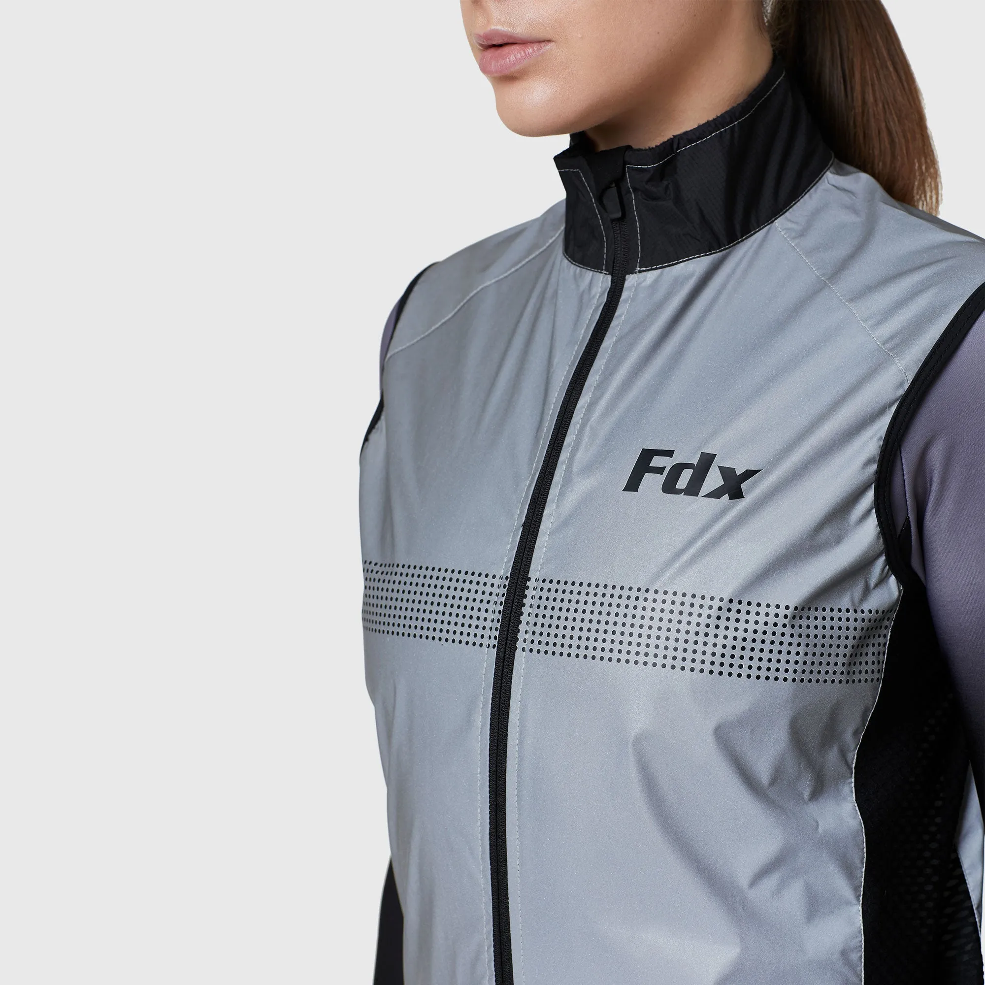 Fdx 360 Hi-Vis Reflective Grey Women's & Girl's Gilet for Cycling & Running