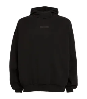 Fear Of God Essentials Jet Black Logo-Patch Hoodie