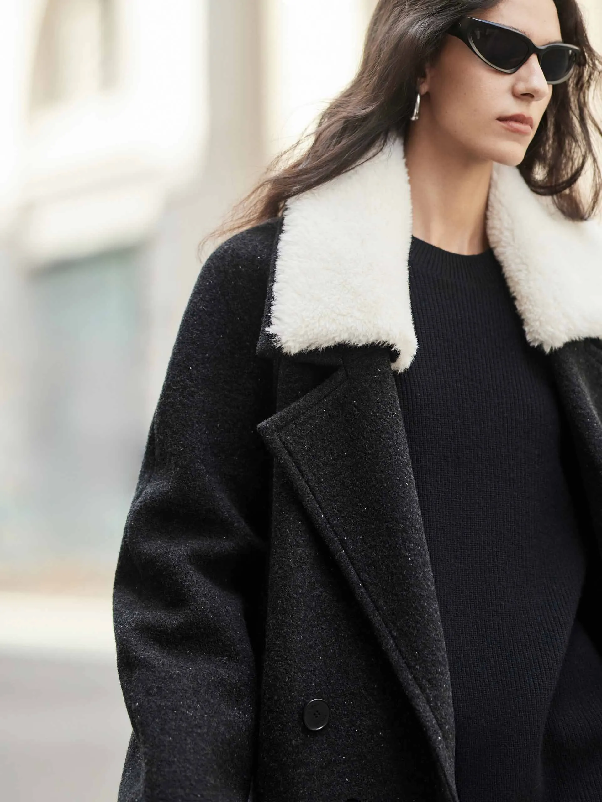 Fur Collar Quilted Coat with Belt