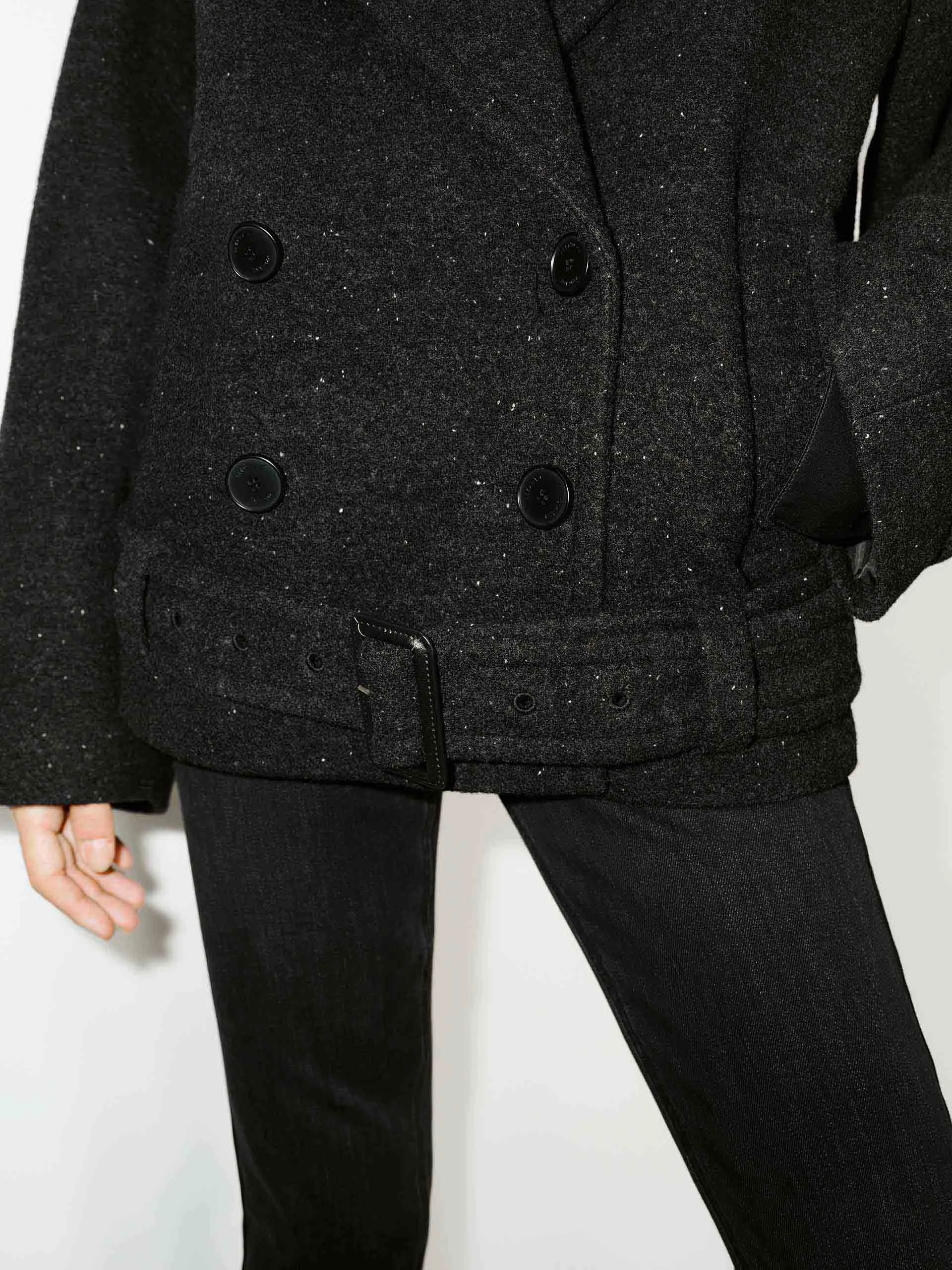 Fur Collar Quilted Coat with Belt