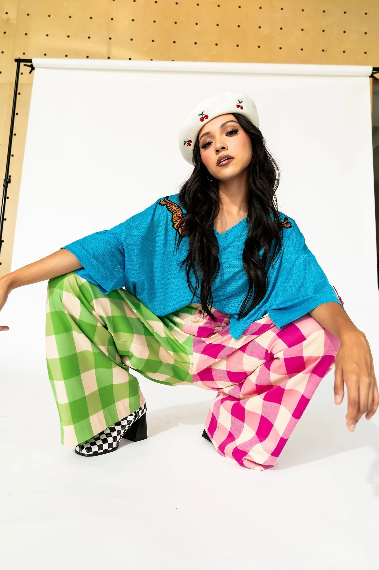 Gemini Half & Half Trousers in Pink   Green