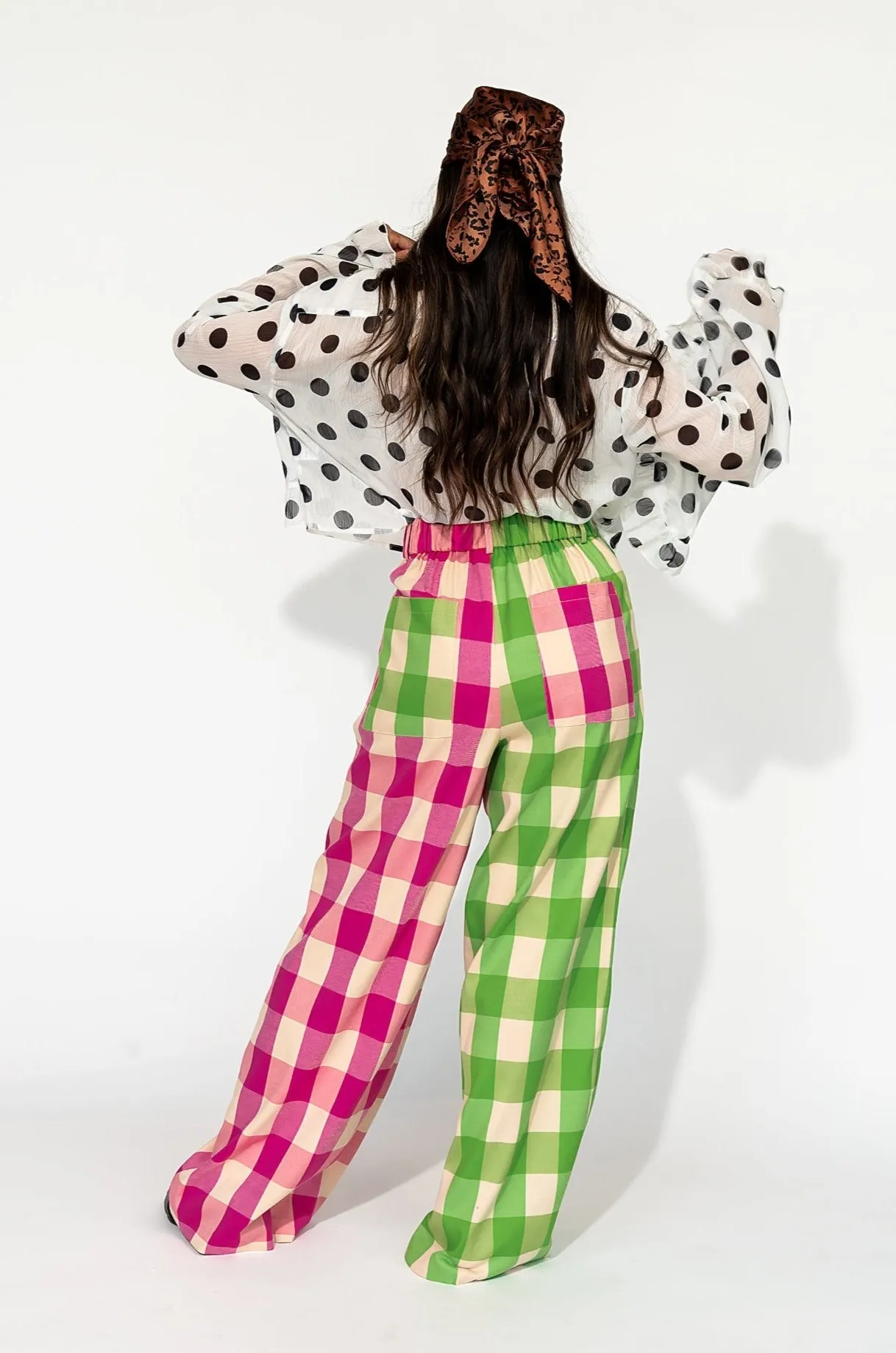 Gemini Half & Half Trousers in Pink   Green