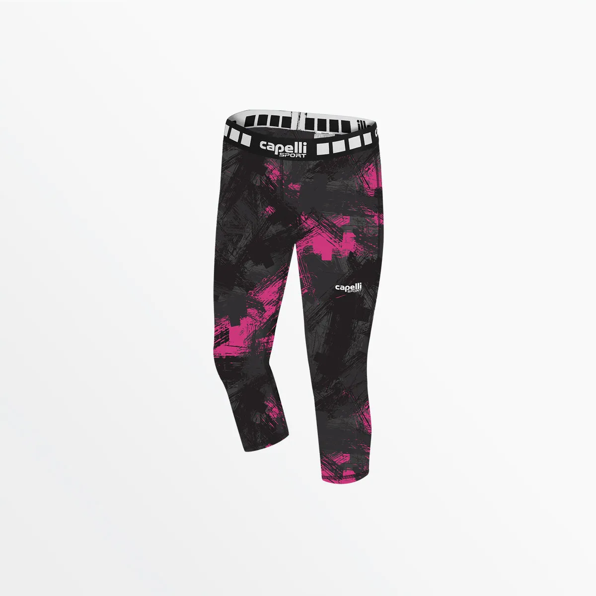 GIRL'S 3/4 CAMO STROKES PERFORMANCE TIGHTS