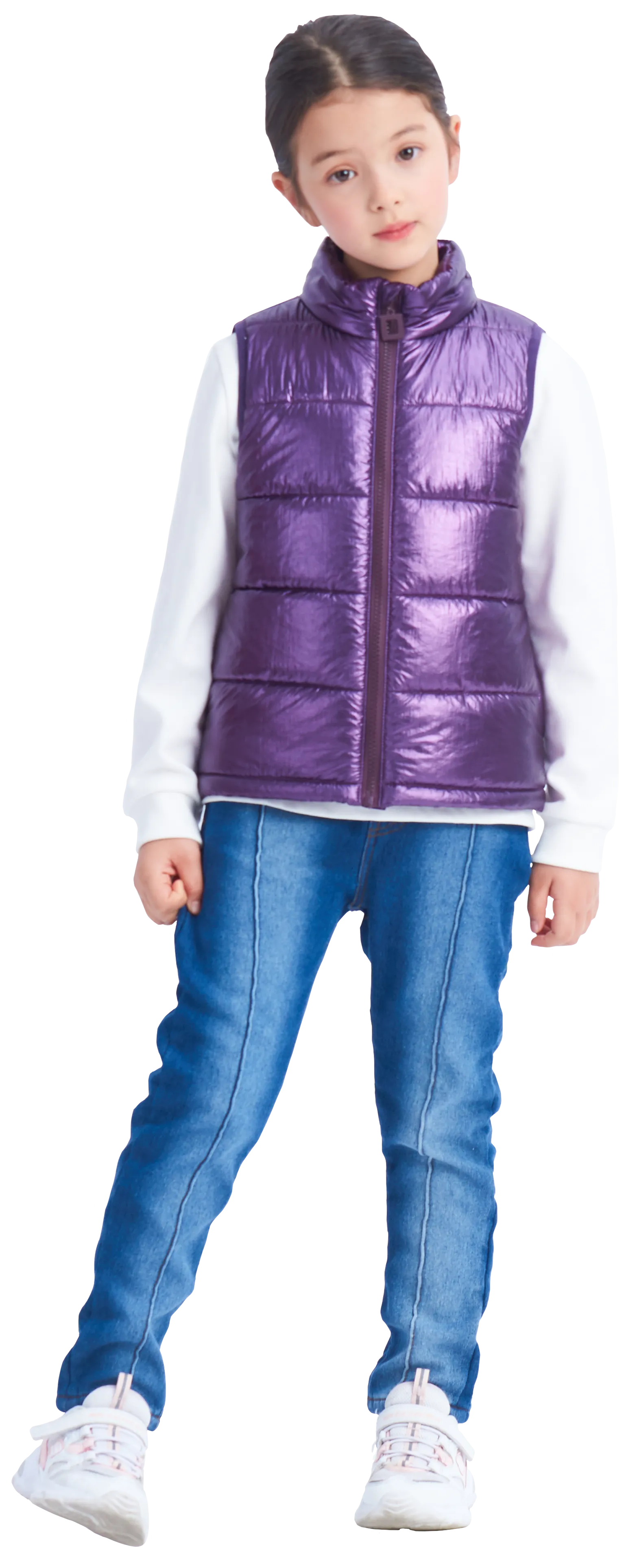 Girls Winter Puffer Vest, Winter Lightweight Gilet Colorful Purple