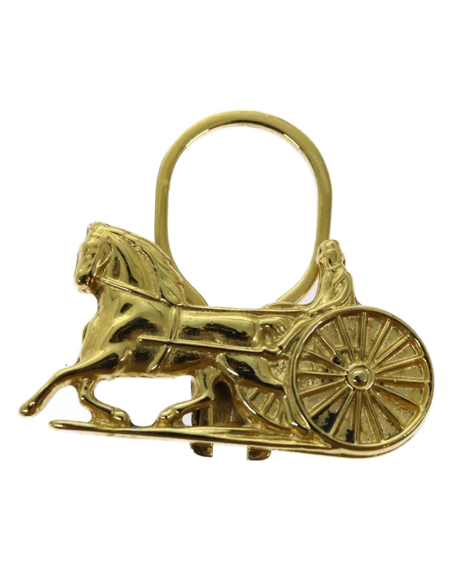 Gold Horse Carriage Key Ring - Italian Made - Authentic