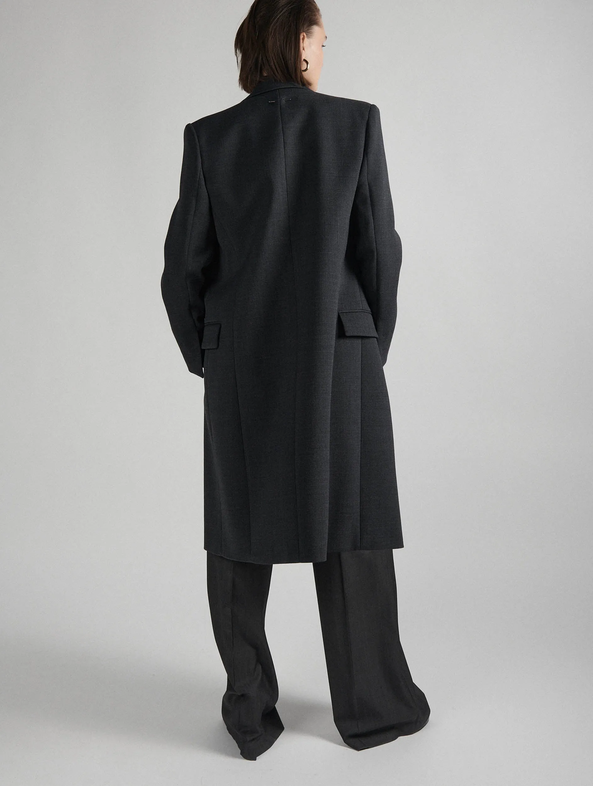 Grey double gabardine overcoat