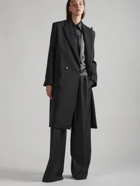 Grey double gabardine overcoat