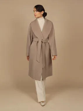 ‘Hepburn’ Italian Virgin Wool and Cashmere Coat in Grigio