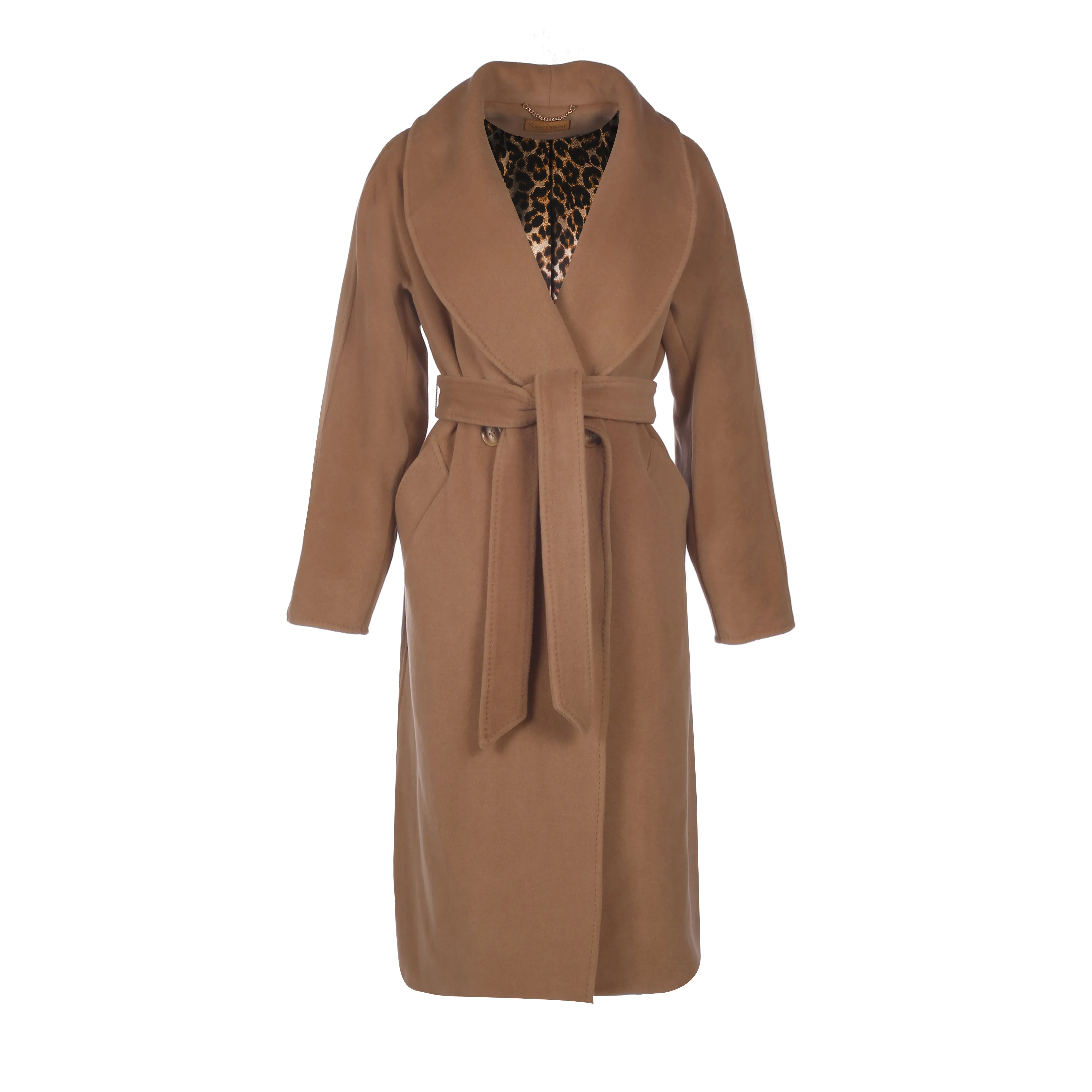 'Hepburn' Italian Virgin Wool and Cashmere Coat  in Marrone