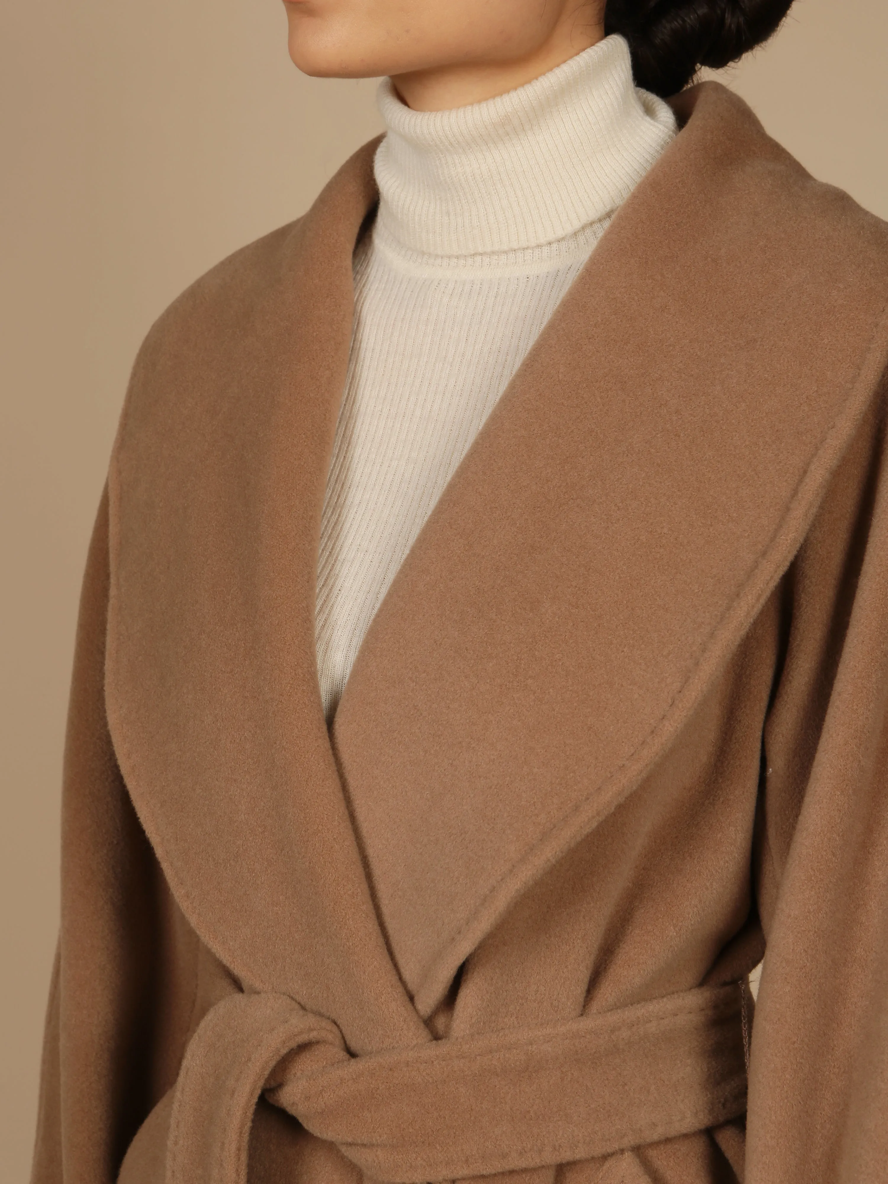 'Hepburn' Italian Virgin Wool and Cashmere Coat  in Marrone