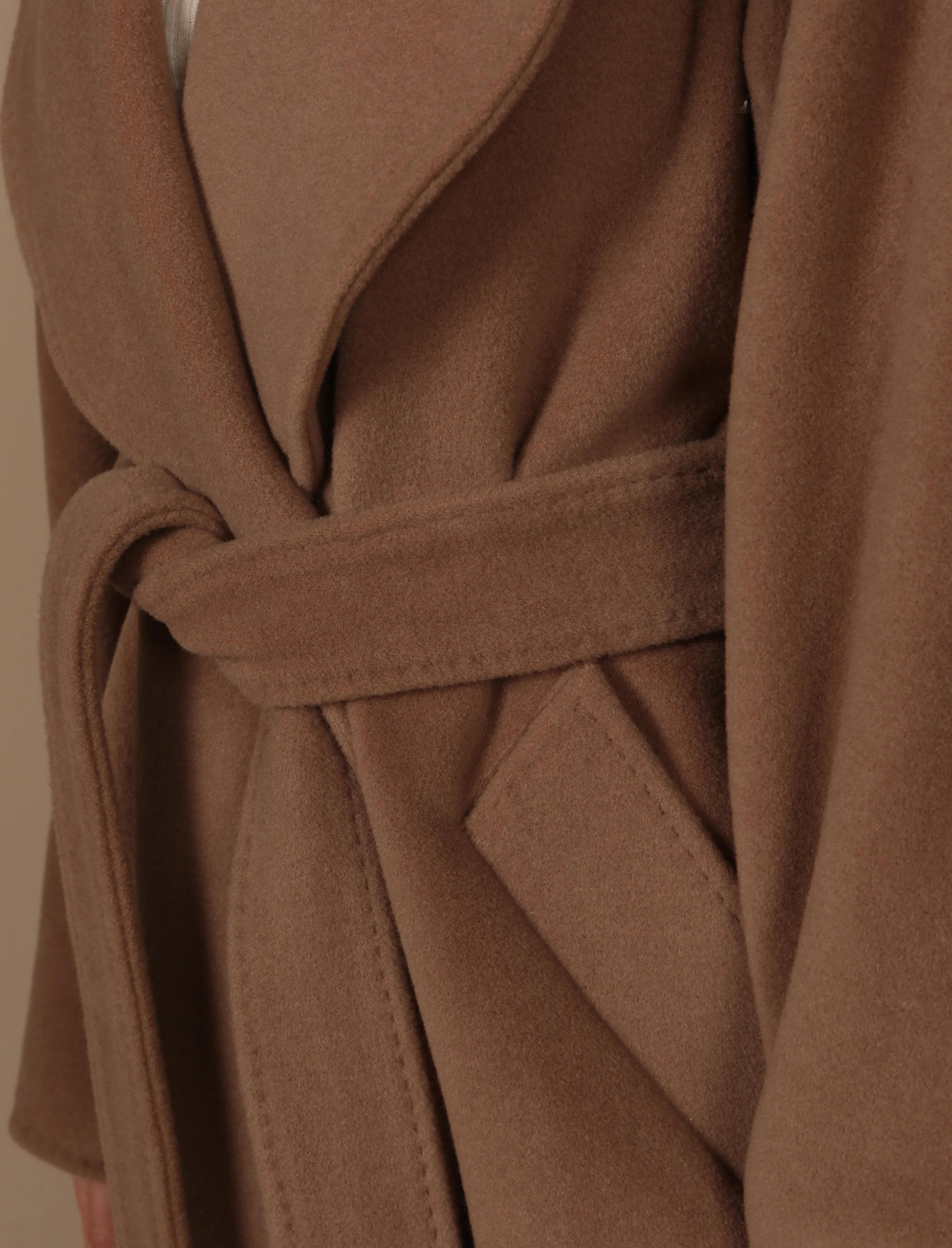 'Hepburn' Italian Virgin Wool and Cashmere Coat  in Marrone