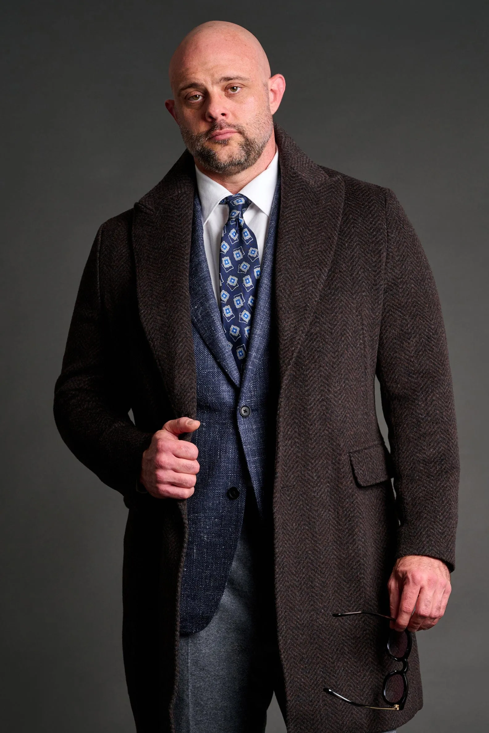 Herringbone Wool Blend Overcoat