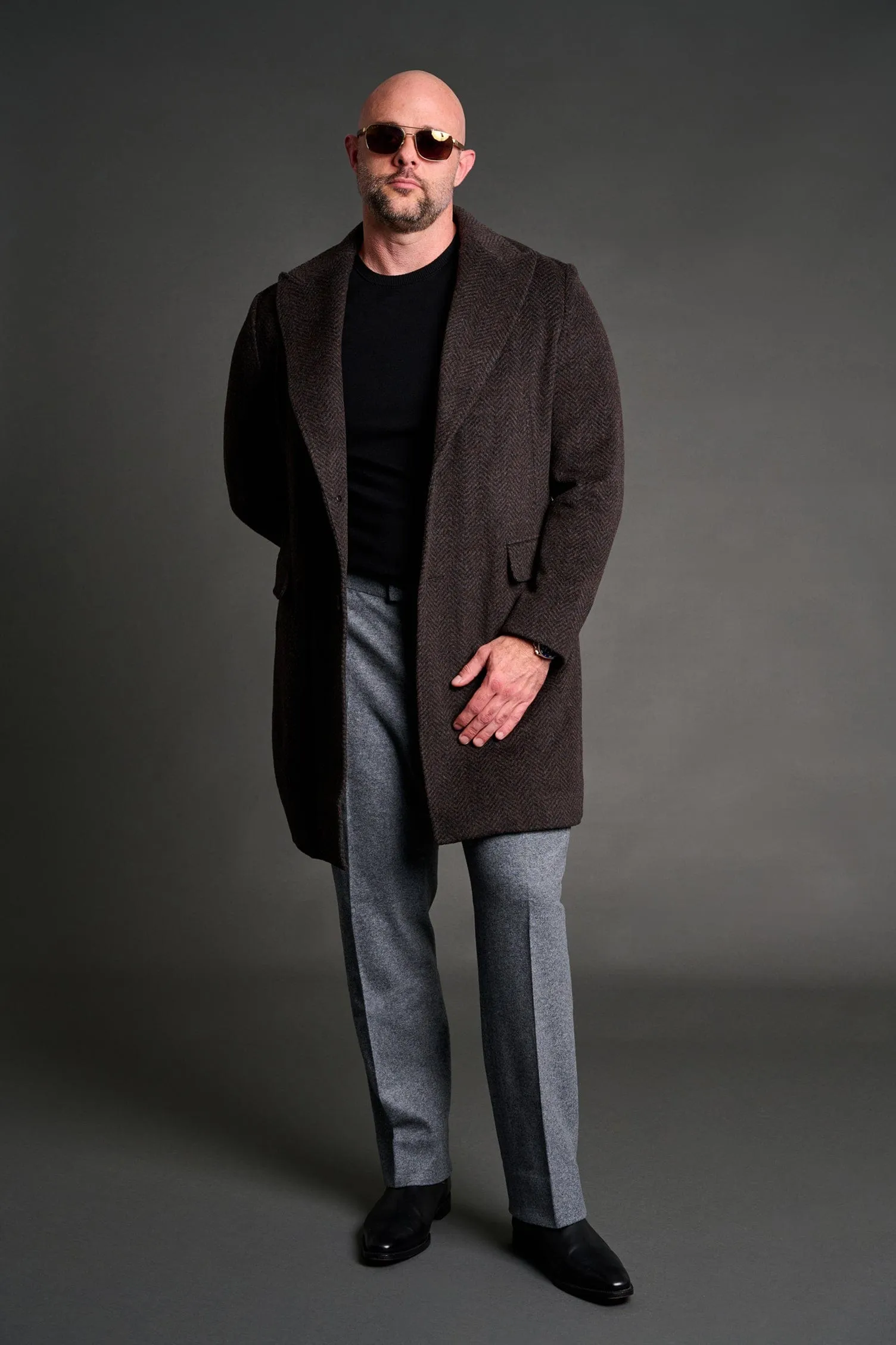 Herringbone Wool Blend Overcoat