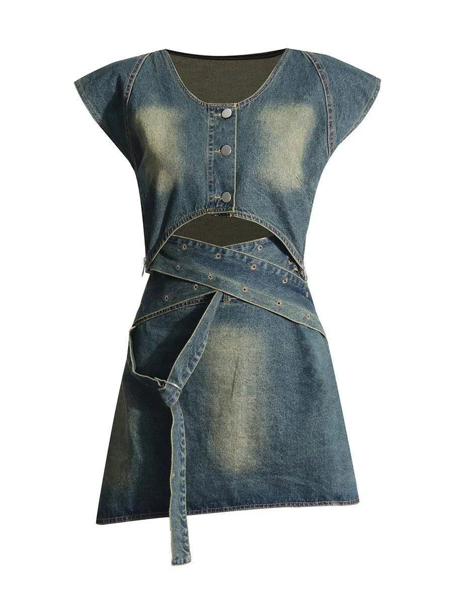 janelle mini skirt denim two piece set