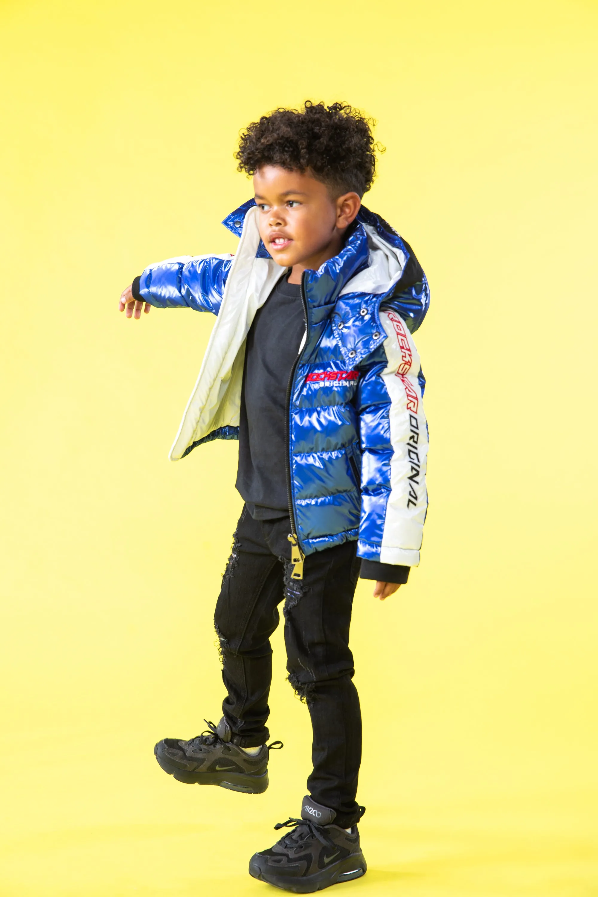 Kids Metallic Royal Blue Alasia Puffer Jacket