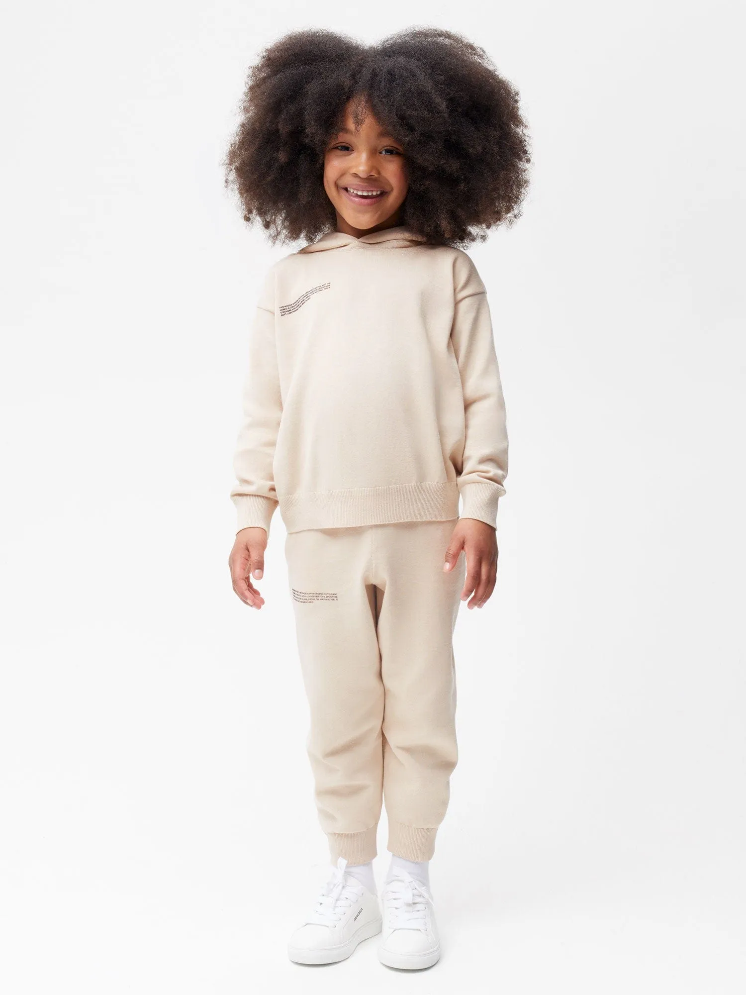 Kids' Organic Cotton Knit Hoodie—sand