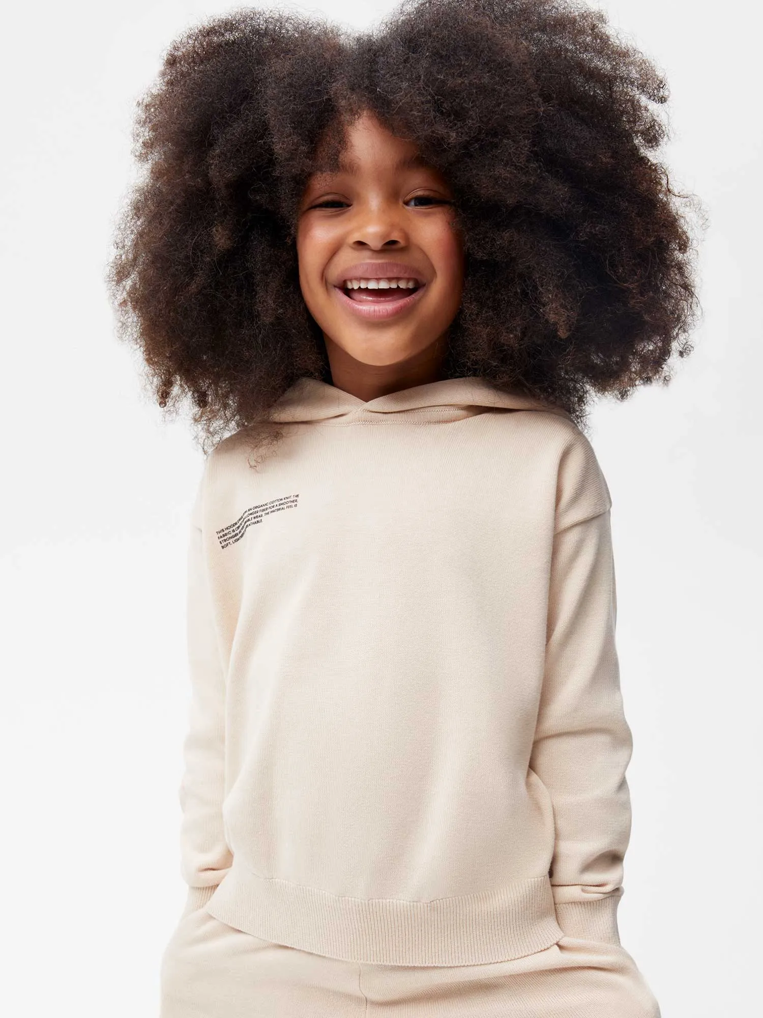 Kids' Organic Cotton Knit Hoodie—sand