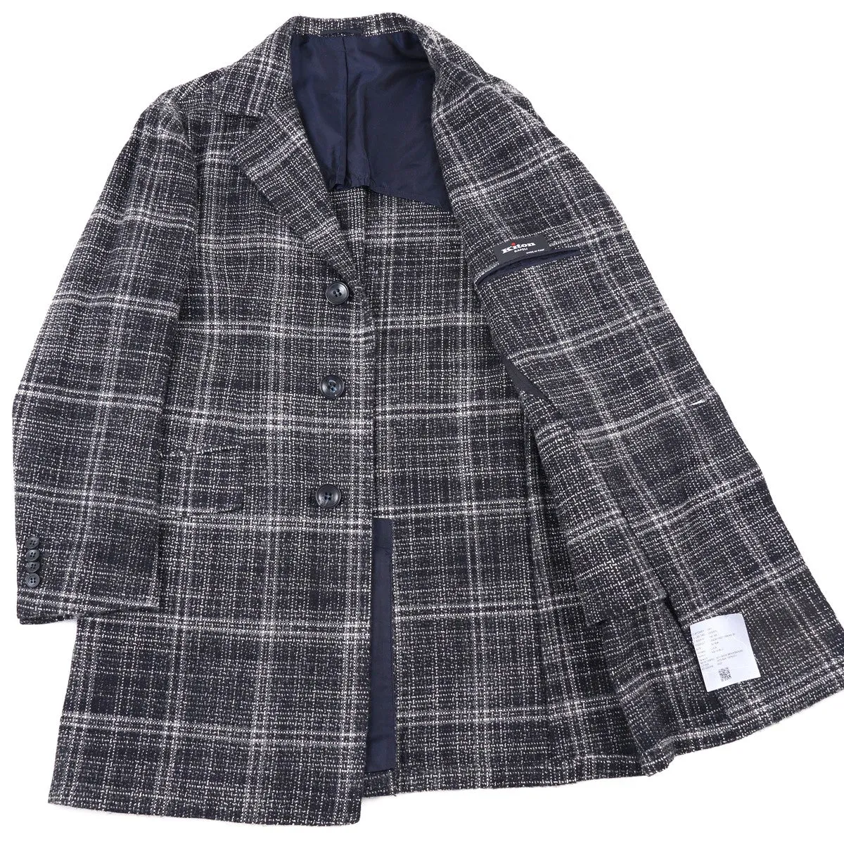 Kiton Woven Check Cashmere Overcoat