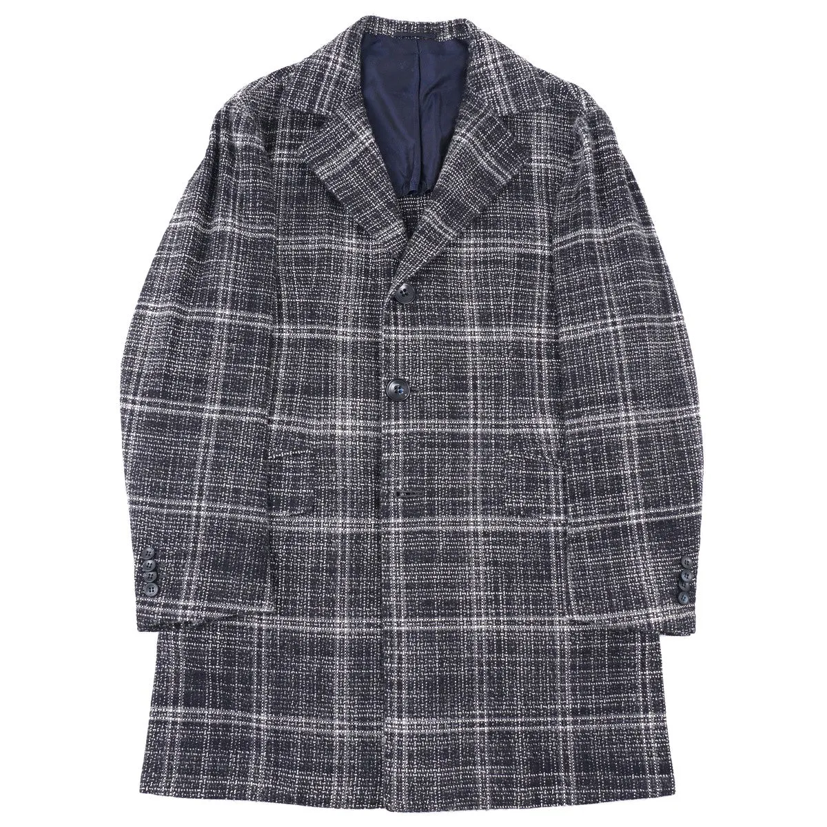 Kiton Woven Check Cashmere Overcoat