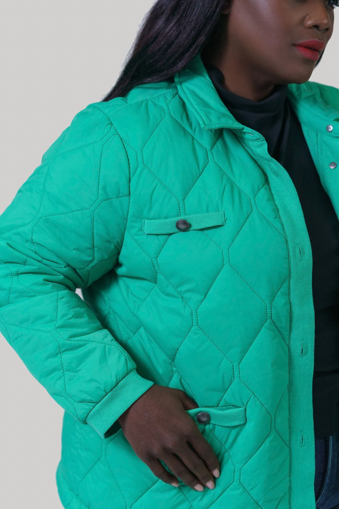 KNIT TRIM PUFFER JACKET