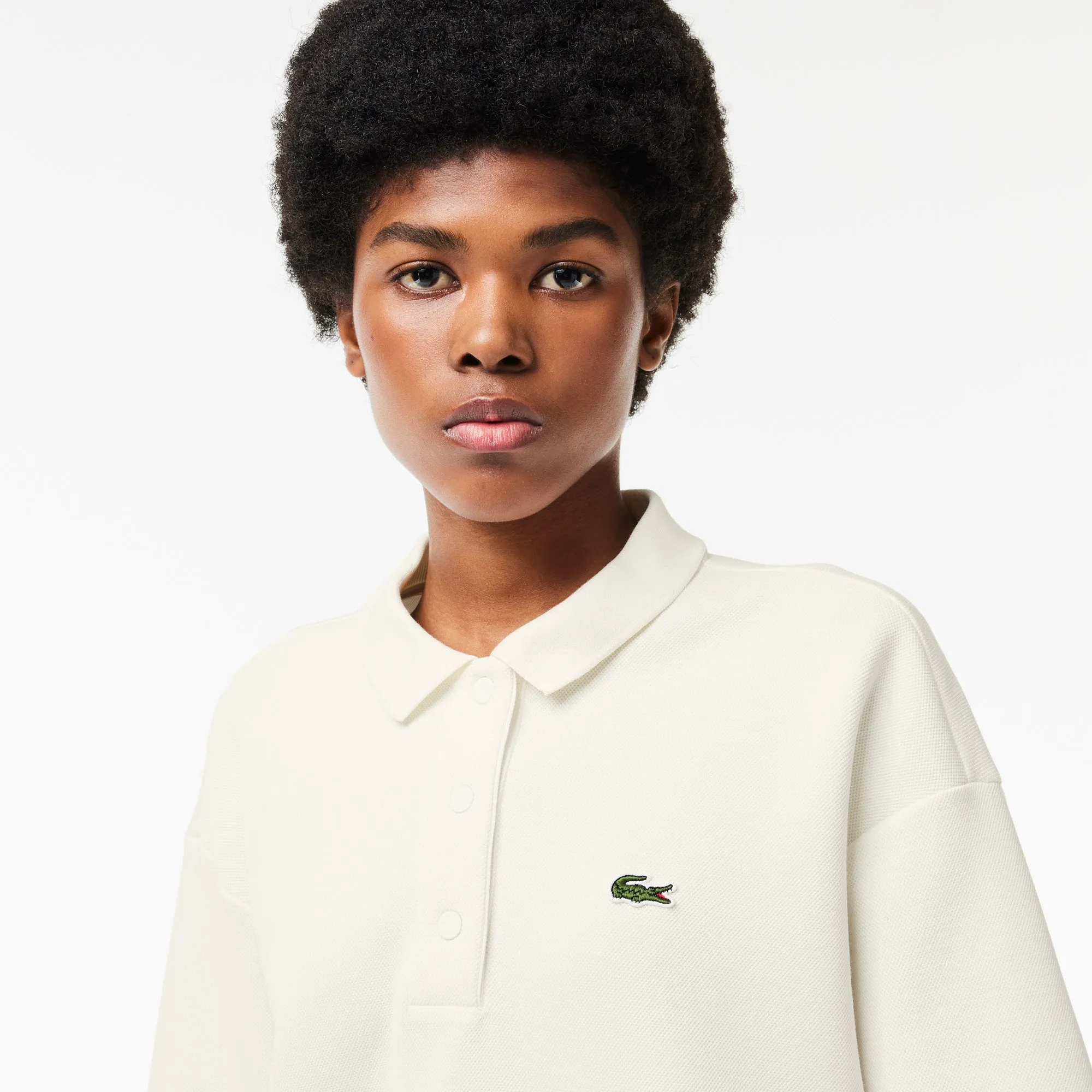 Lacoste Double Sided Cotton Pique Oversized Polo Shirt