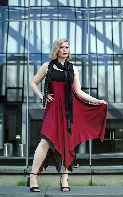 Lilium Dress, Reversible - Abyss with Assorted Jersey Knit (Only One Small W/ Blood Moon Left)