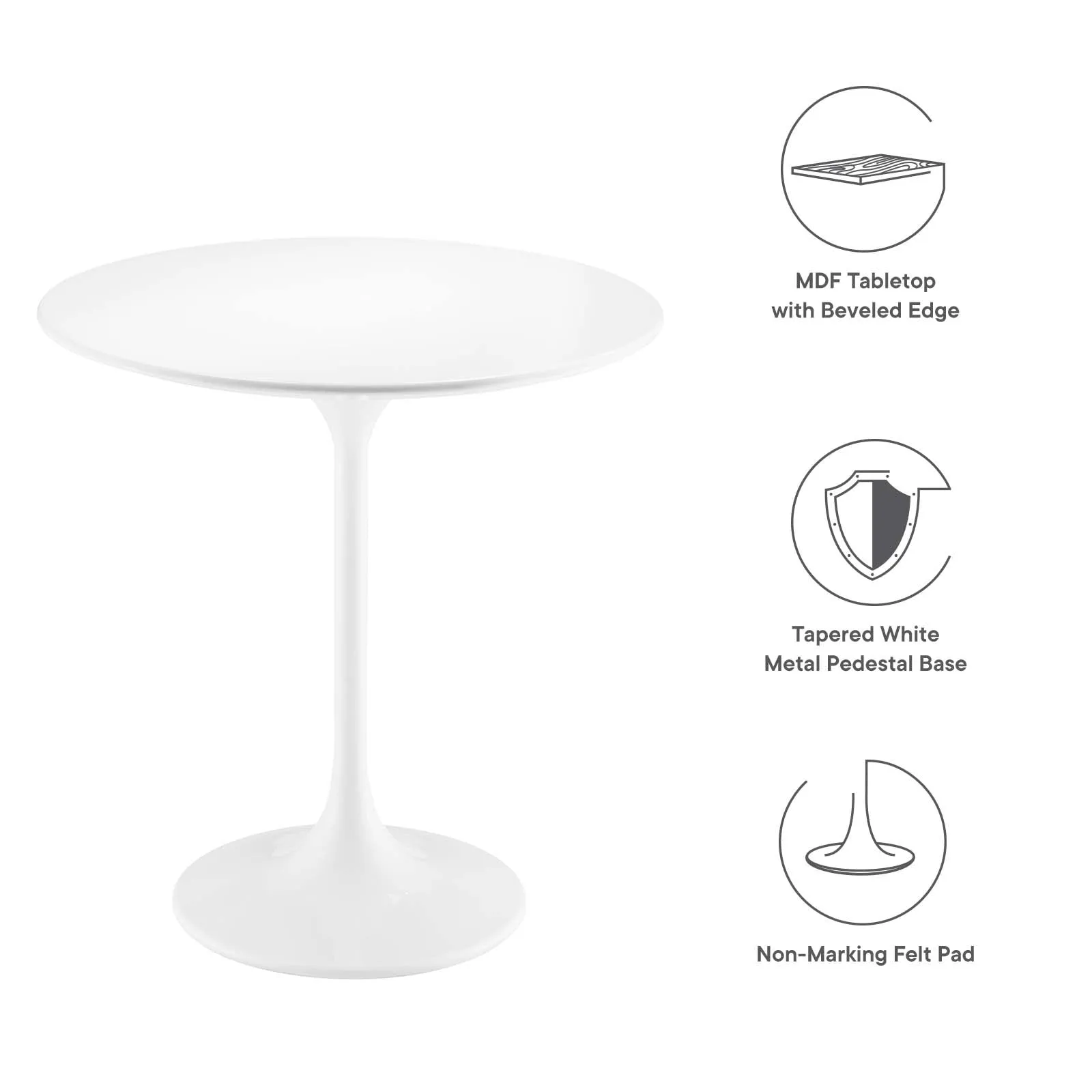 Lippa 20" Round Side Table White White EEI-5678-WHI-WHI