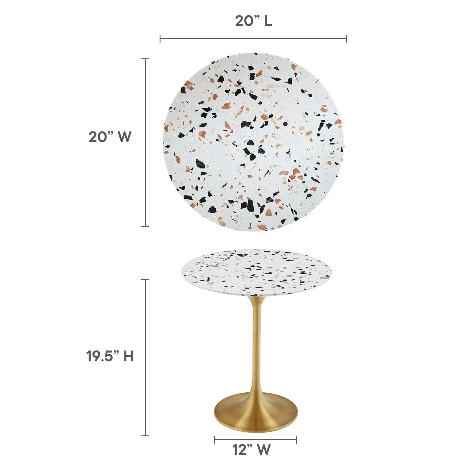 Lippa 20" Round Terrazzo Side Table Gold Terrazzo EEI-5687-GLD-TER