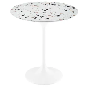 Lippa 20" Round Terrazzo Side Table White Terrazzo EEI-5682-WHI-TER