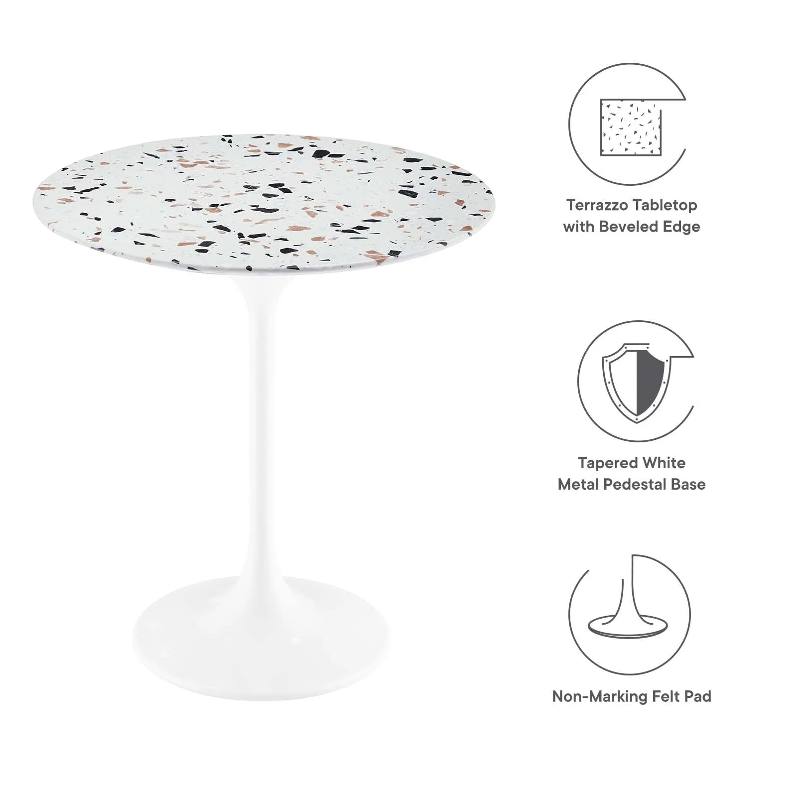 Lippa 20" Round Terrazzo Side Table White Terrazzo EEI-5682-WHI-TER