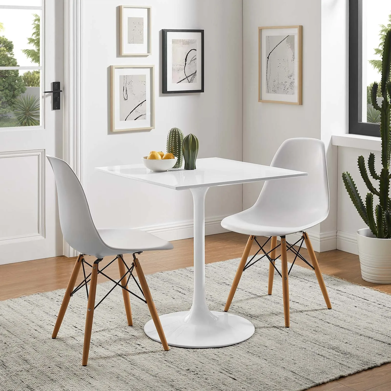 Lippa 28" Square Wood Top Dining Table White EEI-1123-WHI