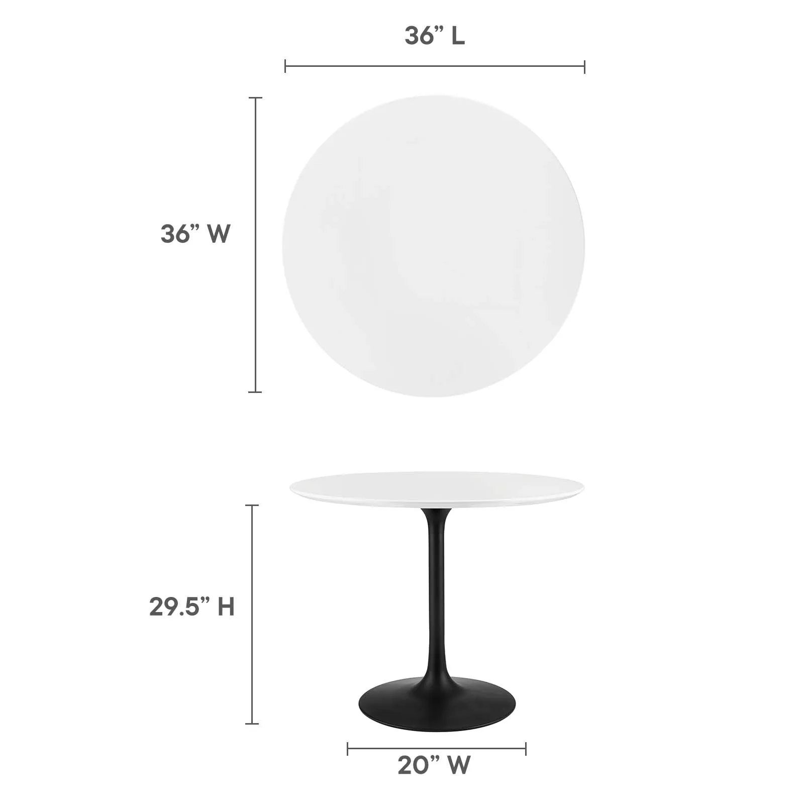 Lippa 36" Round Wood Dining Table Black White EEI-3511-BLK-WHI