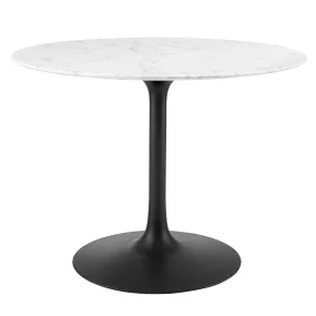 Lippa 40" Round Artificial Marble Dining Table Black White EEI-3526-BLK-WHI